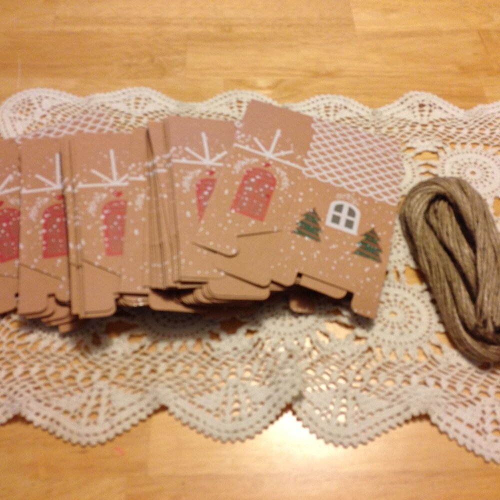 Christmas gift boxes with rustic twine ties